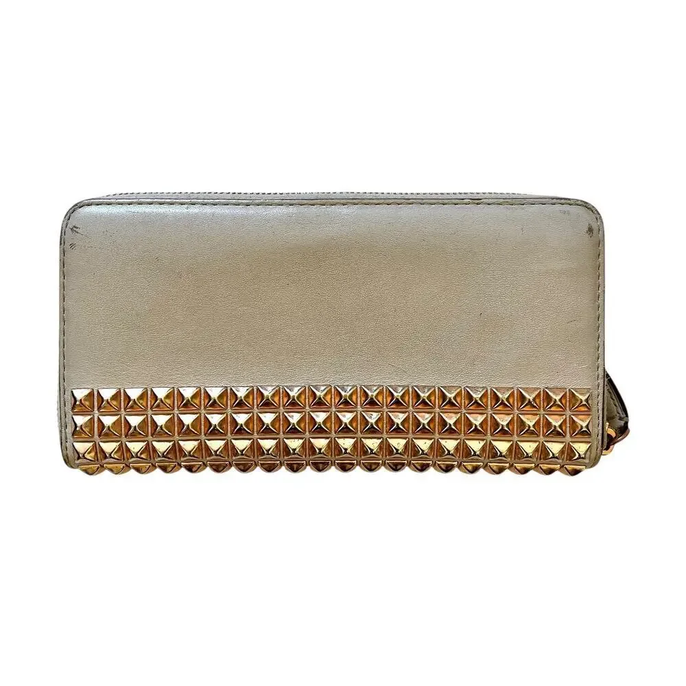 Coach Legacy Studded Accordion Parchment Leather Zip Wallet #F50467